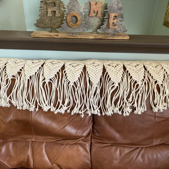 Macrame Valance Wall Hanging Boho  Window Treatments Valance for Decor 46”w 14”h - Picture 1 of 4